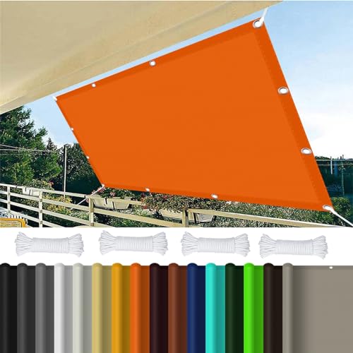 Sonnensegel Rechteckig Wasserdicht 1.7 x 3.2 m 98% UV Schutz Sichtschutz Windschutz Tarp PES Polyester für Außenbereiche wie Garten und Balkone,Terrasse, Orange