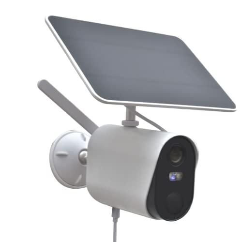 W502 Autonome Kamera und Sound Solarpanel SPW502, Full HD, WiFi, Bewegungserkennung, Nachtsicht in Farbe, bidirektionales Audiosystem, kompatibel mit Amazon Alexa, Weiß