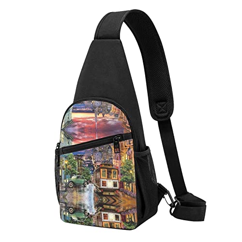 San Francisco Brusttasche, wasserdicht, leicht, ein Gurt, Schultertasche, für Outdoor, Wandern, Sport, San Francisco, Einheitsgröße