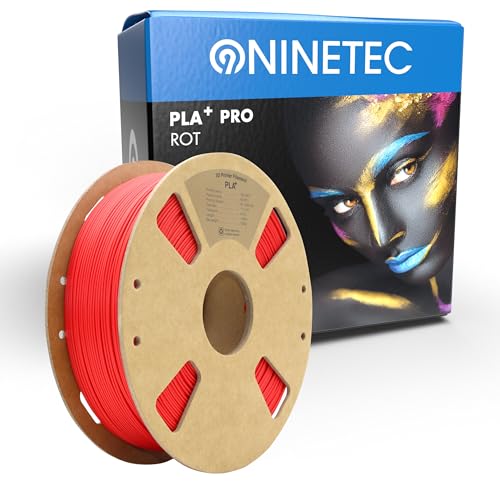 NINETEC BIO PLA+ Filament 1.75mm PLA Plus 3D Drucker Filament 1 kg Spule Maßgenauigkeit +/- 0,03mm PLA+ FDM Druckerverbrauchsmaterial PLA+ Pro Rot