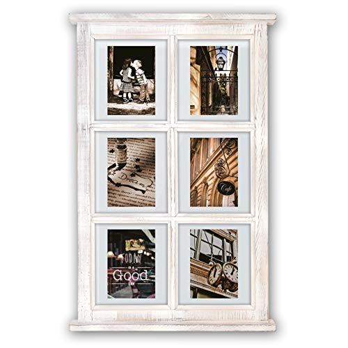 Zep AR Collage aus Holz, Fenster für 6 Fotos, 10 x 15 cm, Weiß