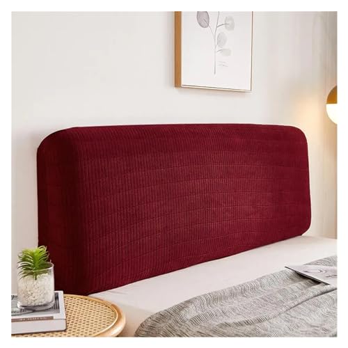 Bettkopfteil Hussen Plaid on BedHead Cover Bed Head Protective Fitted Sheet Headboard Quilted Cotton Pad Elastic Bedding Set Schlafzimmer Kopfteil (Color : Red Wine, Size : W120 x H60cm)