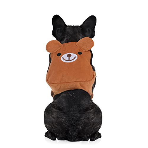UEETEK Hunderucksack Satteltasche verstellbar Haustier Geschirr Tasche für Outdoor Reisen Wandern Camping Training (braun)