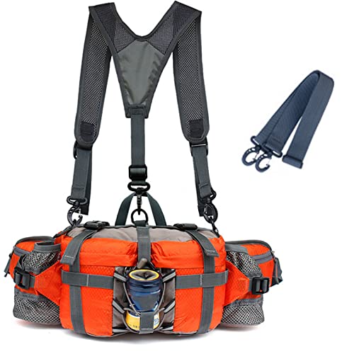 Ultraleichte multifunktionale Outdoor-Hüfttasche – wasserdichter Outdoor-Wanderrucksack for Herren und Damen mit Wasserflaschenhalter for /163 (Color : Orange)