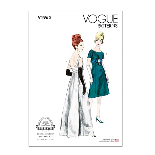 Vogue Patterns V1965Y5 Vintage 1963 Damen einteiliges Abendkleid Schnittmuster-Set, Designcode V1965, Papier, Mehrfarbig, Sizes 18-20-22-24-26