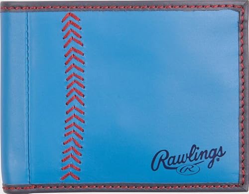 Rawlings "Pop Baseball Stitch Bi-Fold Leather Wallet, Hell, blau, Bi-Fold