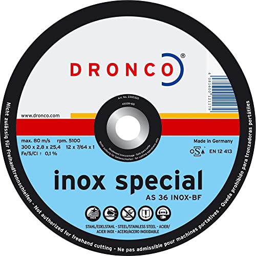 Dronco Fächerschleifscheiben as36inox-300st – -PERFECT 300 x 2,8 x 25,4 (Pack von 25 St.)
