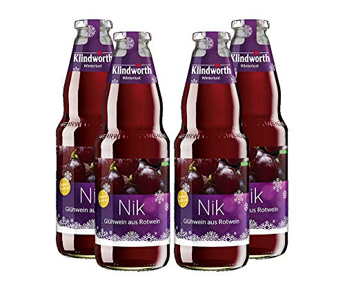 Klindworth Nik 4x Glühwein aus Rotwein - 4x Winterlust Glühwein 1L (9,8% Vol) inkl. Pfand MEHRWEG- [Enthält Sulfite]