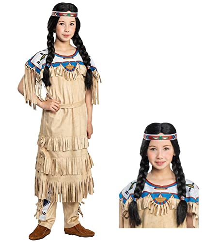 Maskworld Nscho-tschi Kinderkostüm mit Perücke - Indianer Western - Kindergröße: 122-128 - Lizenz-Kostüme aus den Karl-May-Filmen für Karneval und Motto-Party