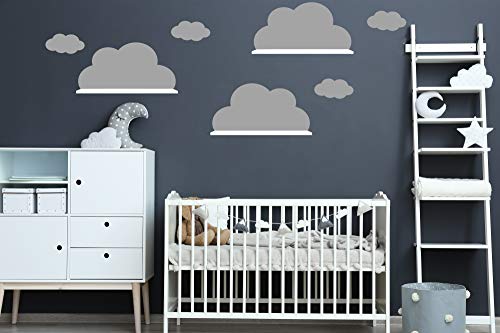 Wandtattoo Wolkenaufkleber 3x Große Wolke passend für IKEA RiBBA MOSSLANDA LACK Wandregal Wanddeko (3x 28cm(H) x55cm(B) Mittelgrau)