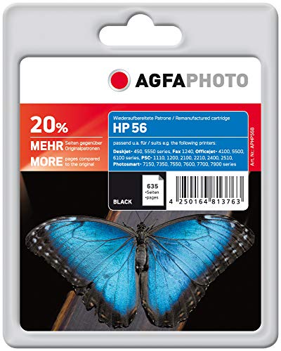 AgfaPhoto Tintenpatrone schwarz kompatibel zu HP56 (C6656AE) geeignet für HP HP PSC 1210,Fax 1240, Digital Copier 410