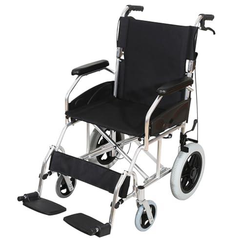 Leichtgewichtiger Rollstuhl Erwachsene selbstfahrend Robuster Rollstuhl Bequeme flexible Rollstühle für ältere Menschen,Black