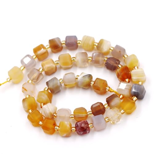 Fukugems Naturstein perlen für schmuckherstellung, verkauft pro Bag 5 Stränge Innen, facettierter Würfel Yellow Botswana Agate 6mm