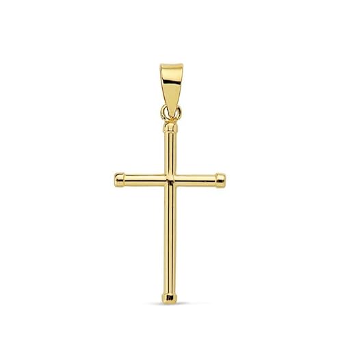 Kreuz aus 18 Karat 750 Gelbgold für Damen und Herren im klassischen Design, glatt in Röhre., Mediano, Gelbgold, Kein Edelstein