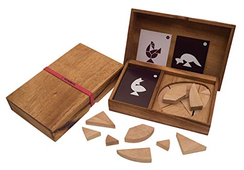 ROMBOL Varianten des Tangram Spieles für 2 Personen, Holz, Legespiel, Holzspiel, Denkspiel, Knobelspiel, Geduldspiel aus Holz, Modell:Ei