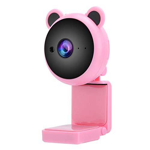 Dpofirs USB HD 1080P 30 FPS Webcam mit eingebautem Mikrofon für Computer, 2MP Cute Design Tragbare Webcam für Videoaufzeichnung Videoanruf Online-Unterricht ect. Geschenk für Kinder(Rose)