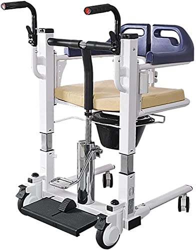 Patientenlift-Rollstuhl für zu Hause, tragbarer Transferstuhl mit um 180° geteiltem Sitz, Nachtkommode, Badezimmer-Rollstuhl, Toilettensitz, Transferhilfe für stillende, gelähmte ältere Menschen, 265