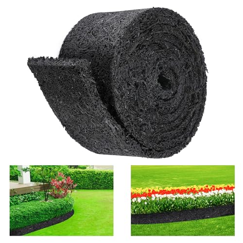 Mulchmatte aus Gummi, für Landschaftsgestaltung, 355 x 14 cm, permanente Garten-Mulchbarriere, recycelte Gummi-Mulchmatte für Pflanzen, Gemüse und Blumen, Schwarz