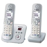 Panasonic KX-TG6822 Duo DECT, Gap Schnurloses Telefon analog Anrufbeantworter, Freisprechen Silber,
