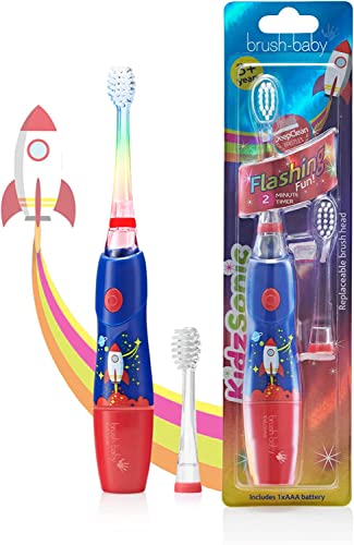 Brush Baby KidzSonic Elektrische Zahnbürste für Kleinkinder und Kinder ab 3 Jahren - Rocket