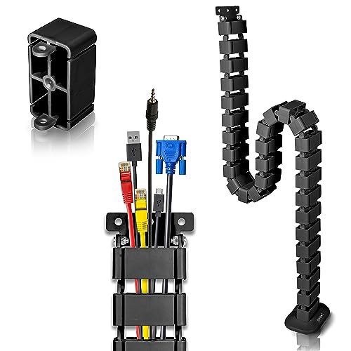 Duronic CM1DM BK Kabelkanal | Kabelführung Schreitisch | Flexibles Kabelmanagement für Ordnung am Arbeitsplatz und Werkstatt | Modular bis 1,3m | Metallplatte zum Schrauben unter Tisch | Kunststoff