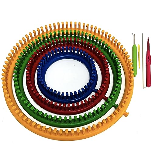 KnitUK Round Knitting Loom Set of 4 looms with pegs all fitted.