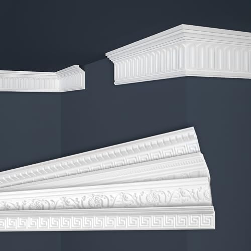 Marbet Deckenleisten weiß aus Styropor EPS - Stuckleisten gemustert, im traditionellen Design - (20 Meter Sparpaket B-19) Styroporleiste Winkelleiste Wandleiste