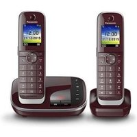 Panasonic KX-TGJ322GR - Schnurlostelefon - Anrufbeantworter mit Rufnummernanzeige - DECTGAP - Weinrot + zusätzliches Handset (KX-TGJ322GR)
