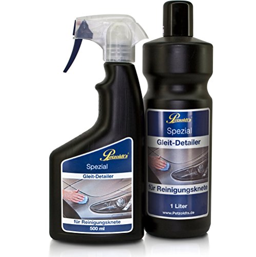 Petzoldt's Spezial Gleit-Detailer für Reinigungsknete, 1,5 Liter Set, zur Trockenreinigung zwischen den Fahrzeugwäschen
