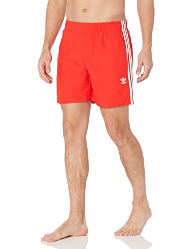 adidas Originals Men's Standard Adicolor Classics 3-Stripes Swim Shorts, Vivid Red, Large