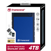 Transcend StoreJet 25H3 - Festplatte - 4 TB - extern (tragbar) - 2.5 (6.4 cm) - USB 3.1 Gen 1 - 256-Bit-AES - Marineblau