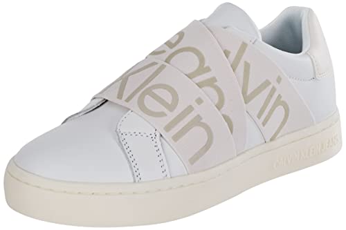 Calvin Klein Jeans Damen Klassisches Cupsole Elast Gurtband Sneaker, Weiß, Antikweiß, 38.5 EU