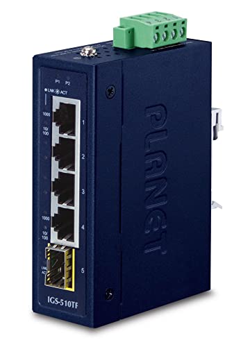 Planet IGS-510TF - 1000 Mbit/s - 10Base-T,100Base-T,1000Base-T - 1000Base-BX,1000Base-LX,1000Base-SX - IEEE 802.1p,IEEE 802.3,IEEE 802.3ad,IEEE 802.3az,IEEE 802.3u,IEEE 802.3x - Gigabit Ethernet - 10,100,1000 Mbit/s (IGS-510TF)