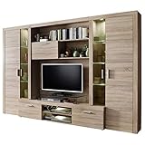 trendteam smart living - Anbauwand Wohnwand - Wohnzimmer - Mondeo - Aufbaumaß (BxHxT) 291 x 197 x 41 cm - Farbe Eiche Sägerau hell - 180800445