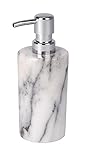 WENKO Seifenspender Onyx aus Marmor - Flüssigseifen-Spender, Spülmittel-Spender, Marmor, 7.5 x 18 x 8.5 cm, Weiß