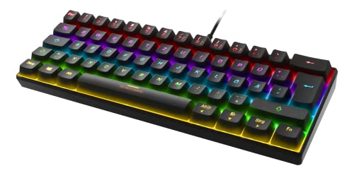 DELTACO Gaming Mechanische Mini Tastatur - Mechanical PC Gamer Keyboard mit RGB Tasten, 60% QWERTZ Layout deutsch, beleuchtet, Red Switches, Tastaturen Beleuchtung, mechanisch, ergonomisch, schwarz