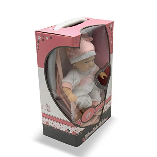 Tachan - Puppe mit weichem Körper 30 cm in Wanne und rosa Babysäckchen 12 Verschiedene Geräusche (781T00436)