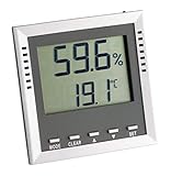 TFA Dostmann Klima Guard digitales Thermo-Hygrometer, Kontrolle von Temperatur/Luftfeuchtigkeit, Höchst- und Tiefwerte, Alarmfunktion