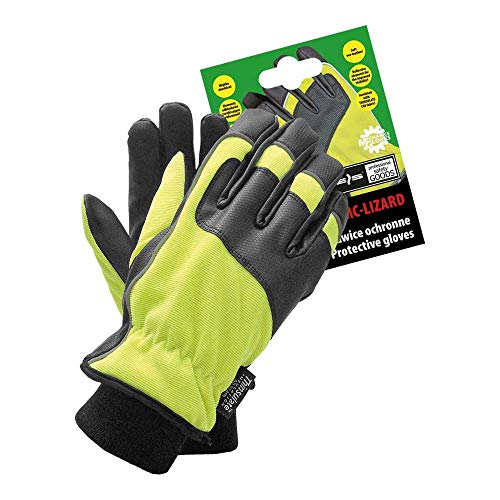 Reis RMC-LIZARD_L Mechanics Gloves Schutzhandschuhe, Gelb-Schwarz, L Größe, 12 Stück