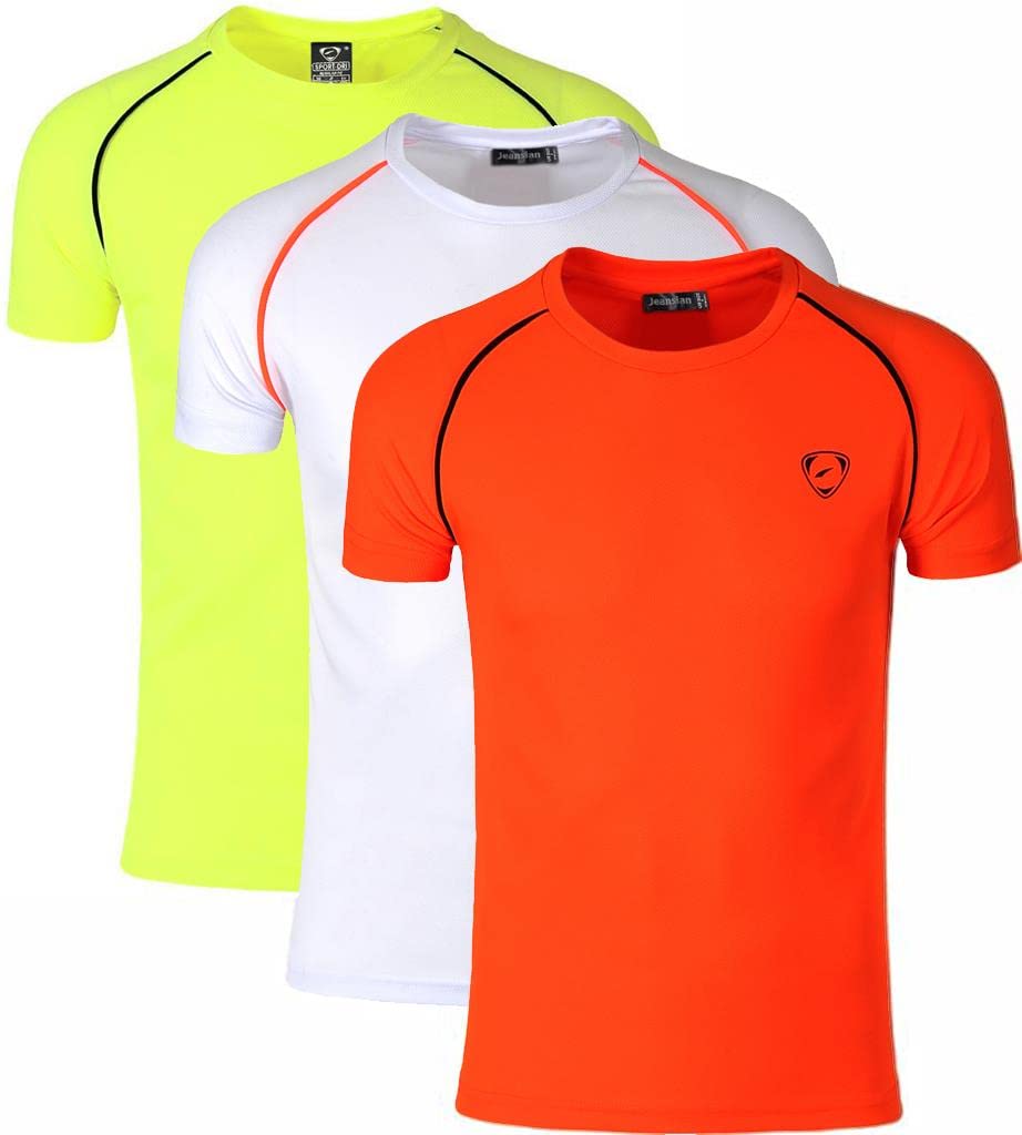 jeansian Herren Sportswear 3 Packs Sport Slim Short Sleeves Compression T-Shirt Tee LSL182 PackE L