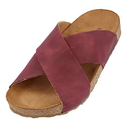 HAFLINGER Bio Mio Leder Pantolette Sandale Unisex Rot (Country Bordeaux 1654), Gr 43