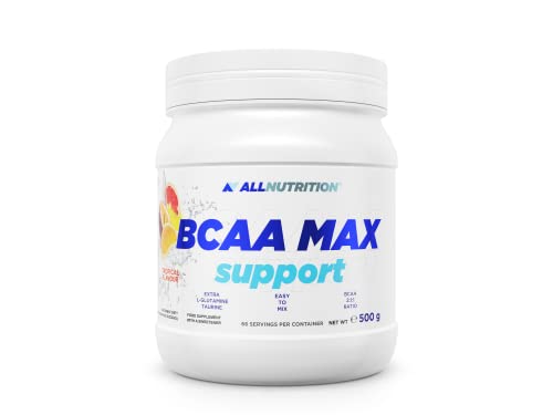 ALLNUTRITION BCAA Max Support Pulver/Kapseln Komplex aus verzweigtkettigen Aminosäuren Glutamin Taurin Leucin Valin Isoleucin Muskelregeneration 500 g
