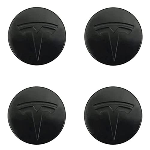 MELBIZ 4 Stück Radmittenkappen für Tesla Model 3 X S, 56mm Nabendeckel, Ersetzbar Radnabenabdeckung, mit Logo-Emblem-Aufkleber, Wasserdicht Staubdicht, Schmücken Zubehör