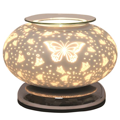 Woodbridge elektrische Duftlampe für Dein Zuhause mit Touch-Funktion - Butterfly - Elegante Duftlampe im Frühlings Design geeignet für Duftwachs - EU Stecker enthalten mit 3 Lichtstufen
