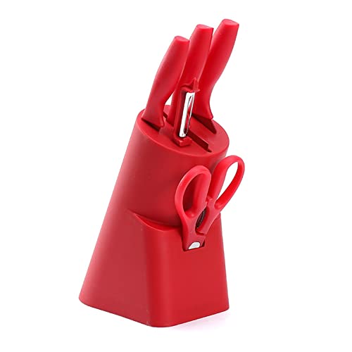 Küche Edelstahl Küchenmesser Sechs-teiliges Haushaltsküchenmesser Geschenkset-Messer-Kombination Voller Küchenknive messerset (Color : A Red)