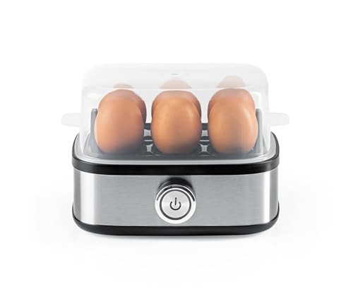GOURMETmaxx Eierkocher für bis zu 6 Eier | Perfekte Frühstückseier für jeden Geschmack | Hart, mittel oder weich gekocht | Mit Signalton und Ei-Pick | Einfache Bedienung