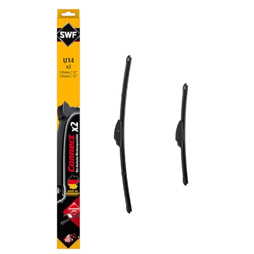 SWF Connect Wischer – U14 – Kit Aus in Deutschland Hergestellten Flachbalkenwischern Für Optimale Wischleistung 550mm/350mm – Vorne – 2er-Set