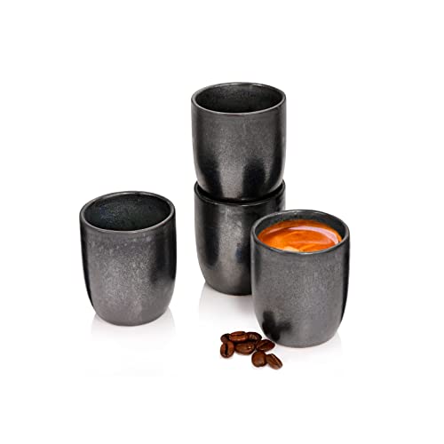 Sänger | Espressobecher Tombey, 4-teiliges Espressotassen Set aus Steingut, handmade, Füllmenge: 70 ml, Espressotasse, Modern
