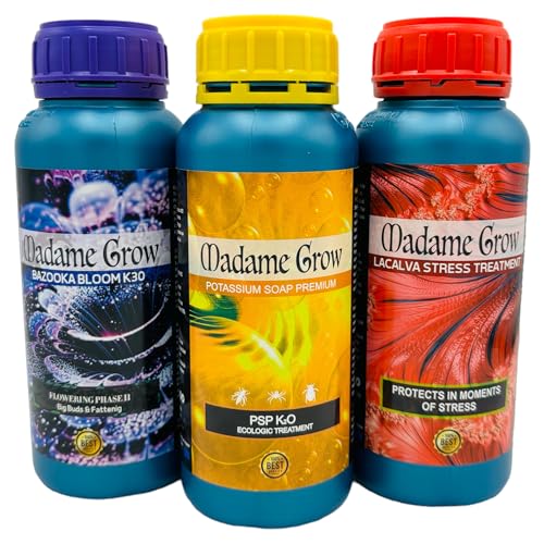 Madame Grow - Organischer Dünger - Knospenwachstum, Pflanzenschutz, Anti-Stress und Vorbeugung - Für Pflanzen 420 - KIT CALIFORNIA (3x500ml)
