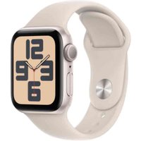 Apple Watch SE (GPS) - 40 mm - Starlight Aluminium - intelligente Uhr mit Sportband - Flouroelastomer - Starlight - Bandgröße: M/L - 32GB - Wi-Fi, Bluetooth - 26,4 g (MR9V3QF/A)
